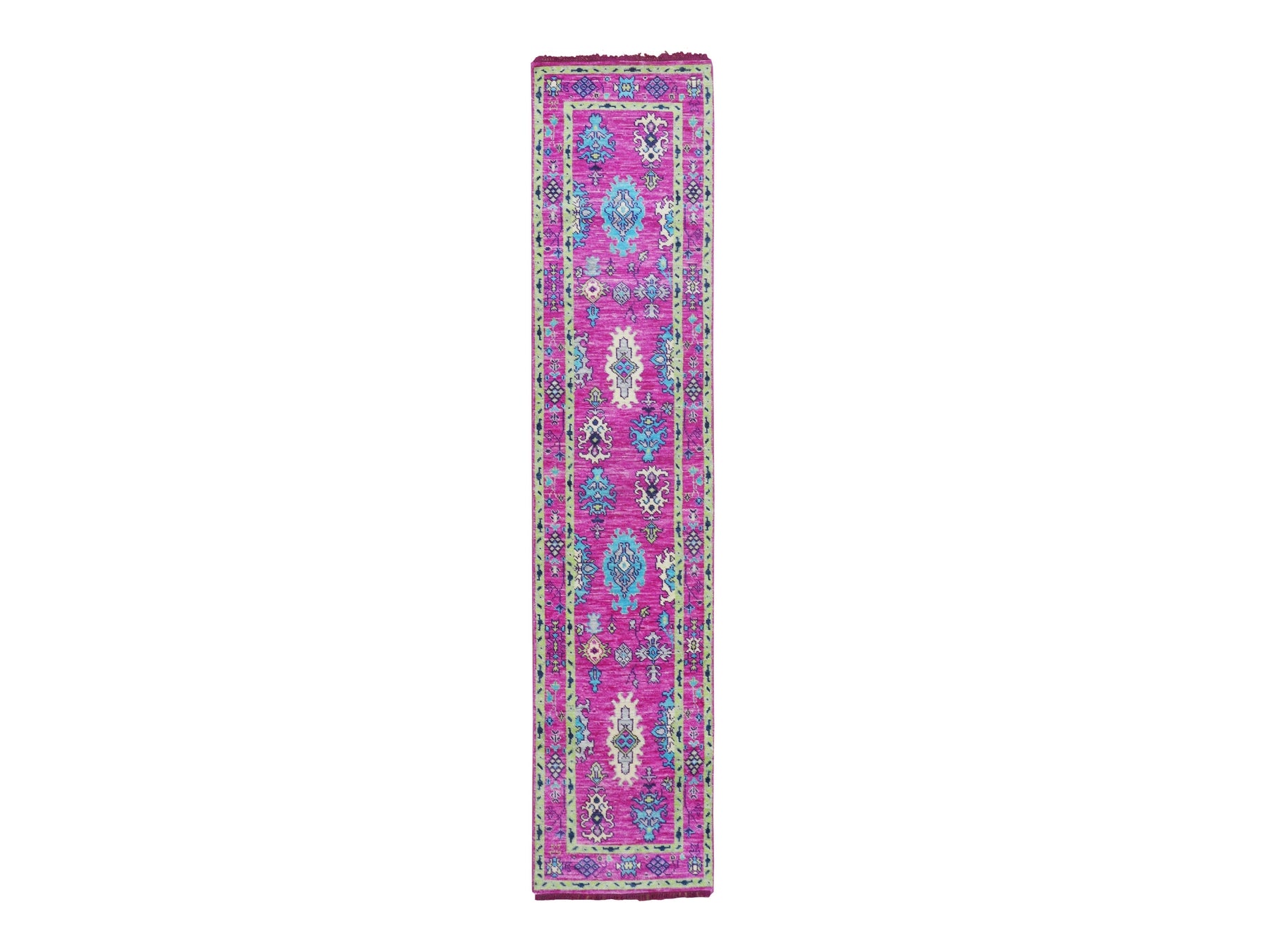 Brite Rugs Runner Bright Pink Oushak Runner 2x12 – Brimfield Rugs