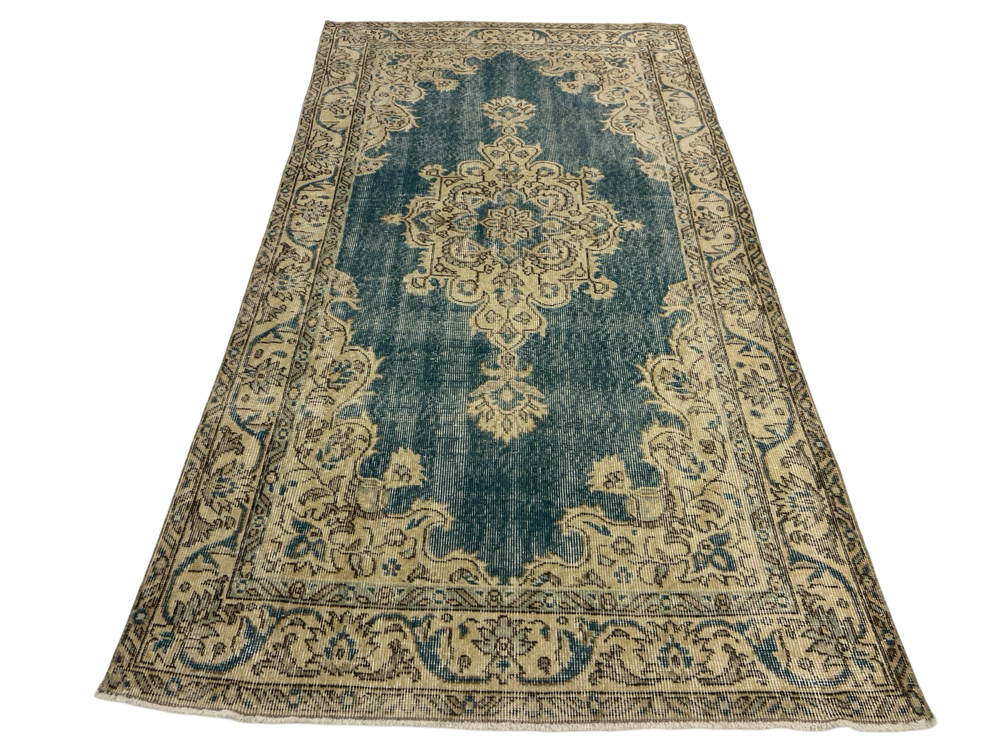 Vintage Turkish Cream & Blue 4x7