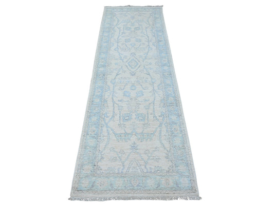White Peshawar Oushak Runner 8'