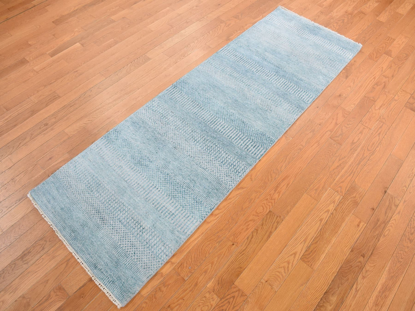 Blue Wool & Silk Runner 8'