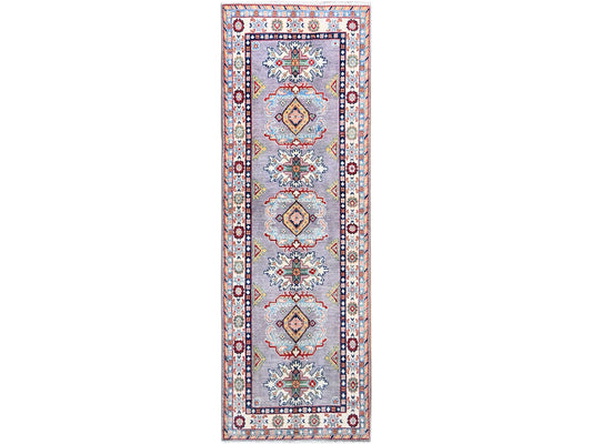 Metallic Grey Kazak Runner 7'
